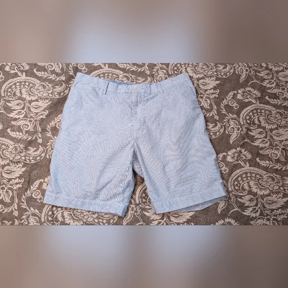 Men's 36 9" Polo Ralph Lauren Classic Fit Shorts Blue White Striped Preppy - Picture 1 of 4
